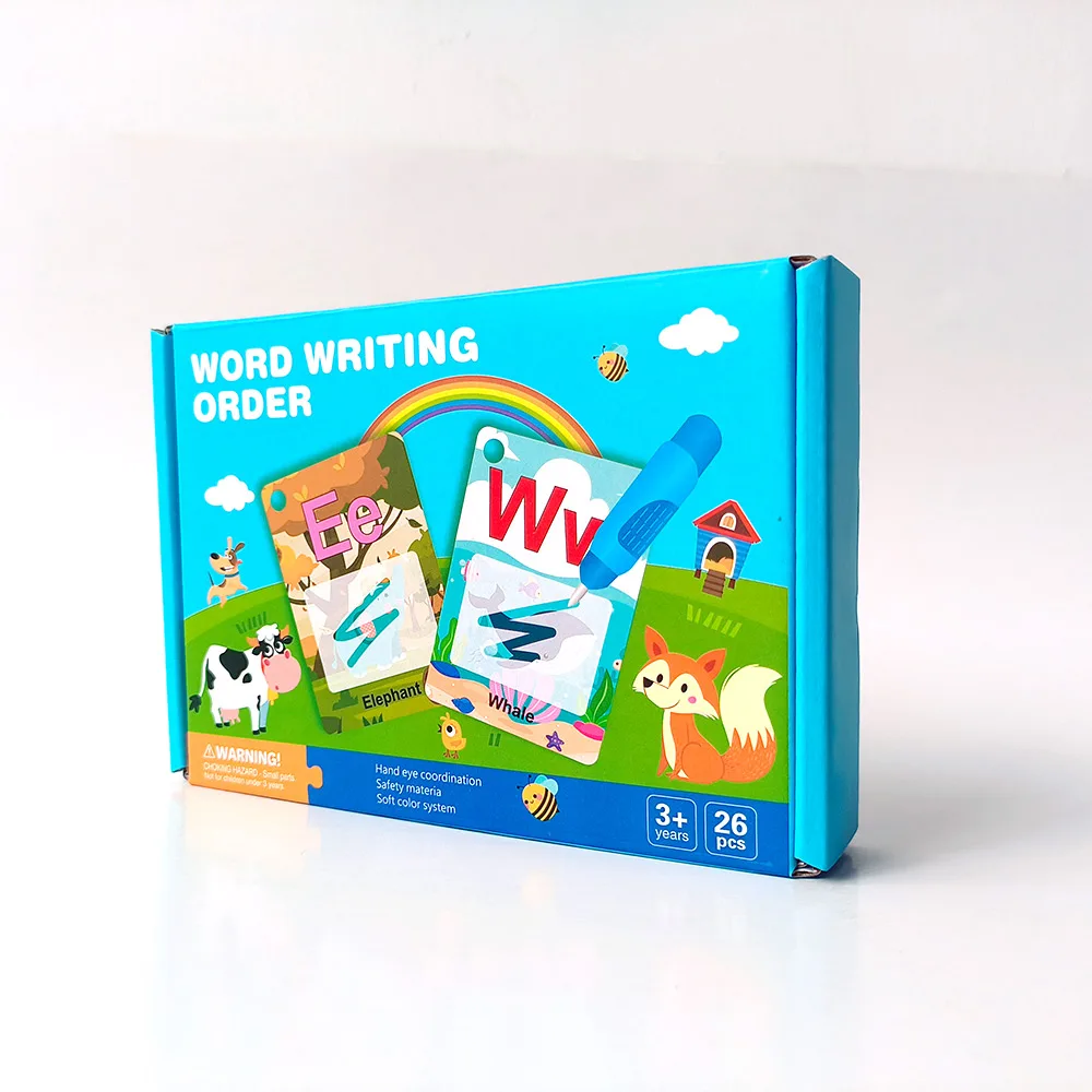 Custom Colouring Books Word Writing Order With Erasable Pens Learning Flashcards for Kids Toys Cardboard Box