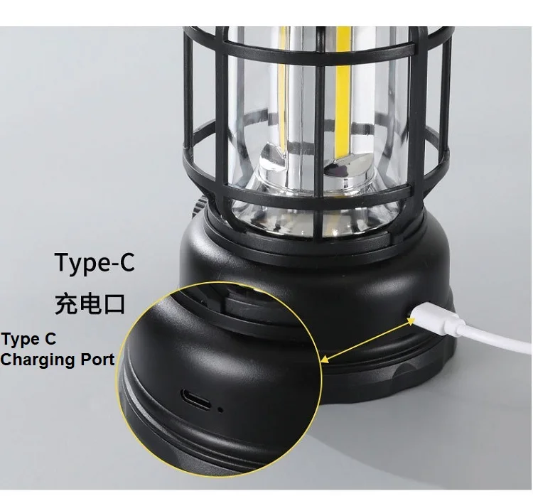 new camping lamp outdoor waterproof emergency type c usb rechargeable led camping light with speaker for tents