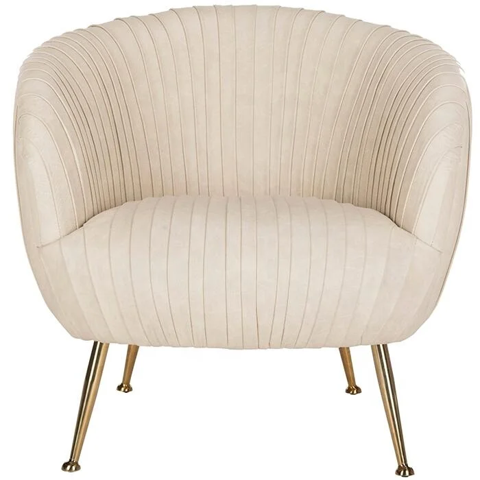 Luxury Italian Modern Living Room Furniture Hotel Lounge Tufted Velvet Sofa Chair Single White Gold Accent Chair