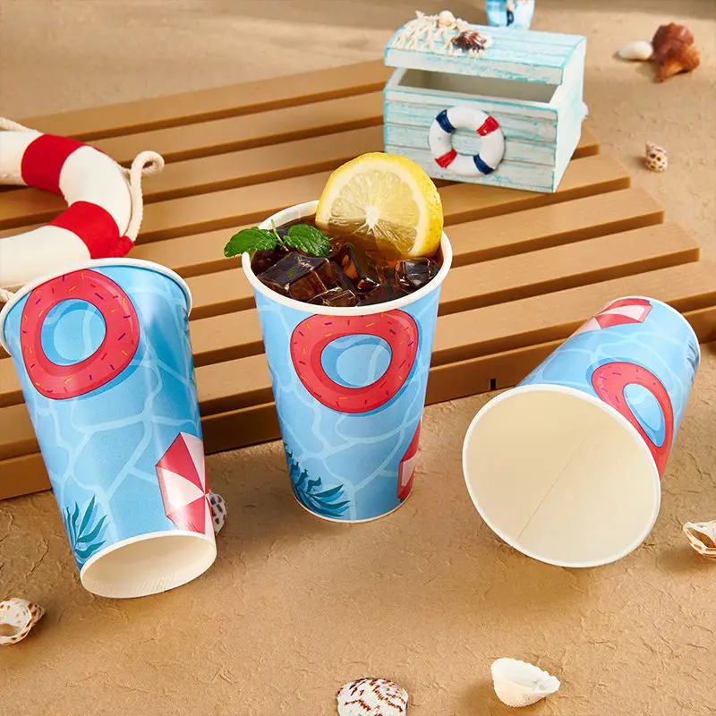 6oz 7oz 8oz 20oz 22oz Recyclable Disposable Custom Single Wall Ice Cream Paper Cup Tea Coffee Paper Cup With Lid For Cold Drinks details