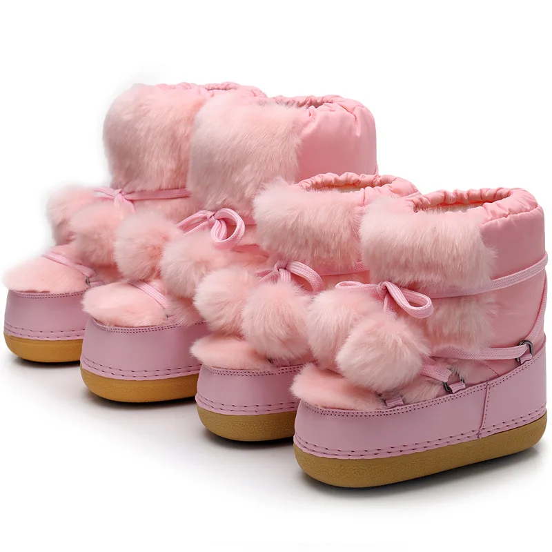 pink fur boots women's shoes