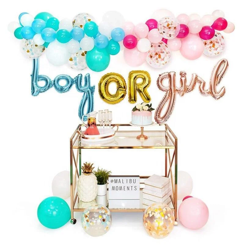 Baby Shower Foil Balloons Set For Gender Reveal Or Newborn Party - Multicolored