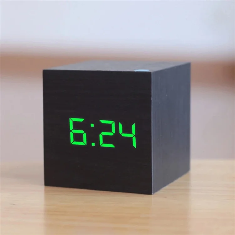 wood led table clock