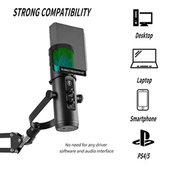 ZX-776 USB Condenser Gaming Microphone with RGB Lighting