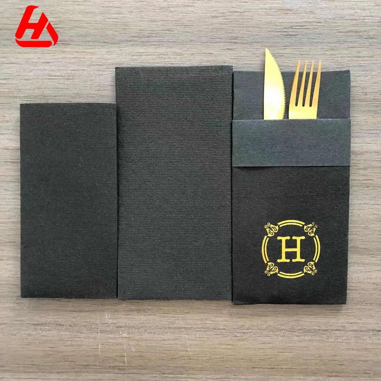 Популярные черные обеденные салфетки пользовательские салфетки с логотипом бумажные салфетки бесплатный образец