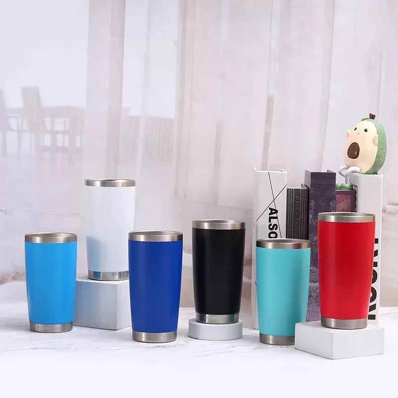 Real Price 20oz/560ml Double Walled Powder Coating Stainless Steel Car Tumbler Lid Party Ready Customizable Portable