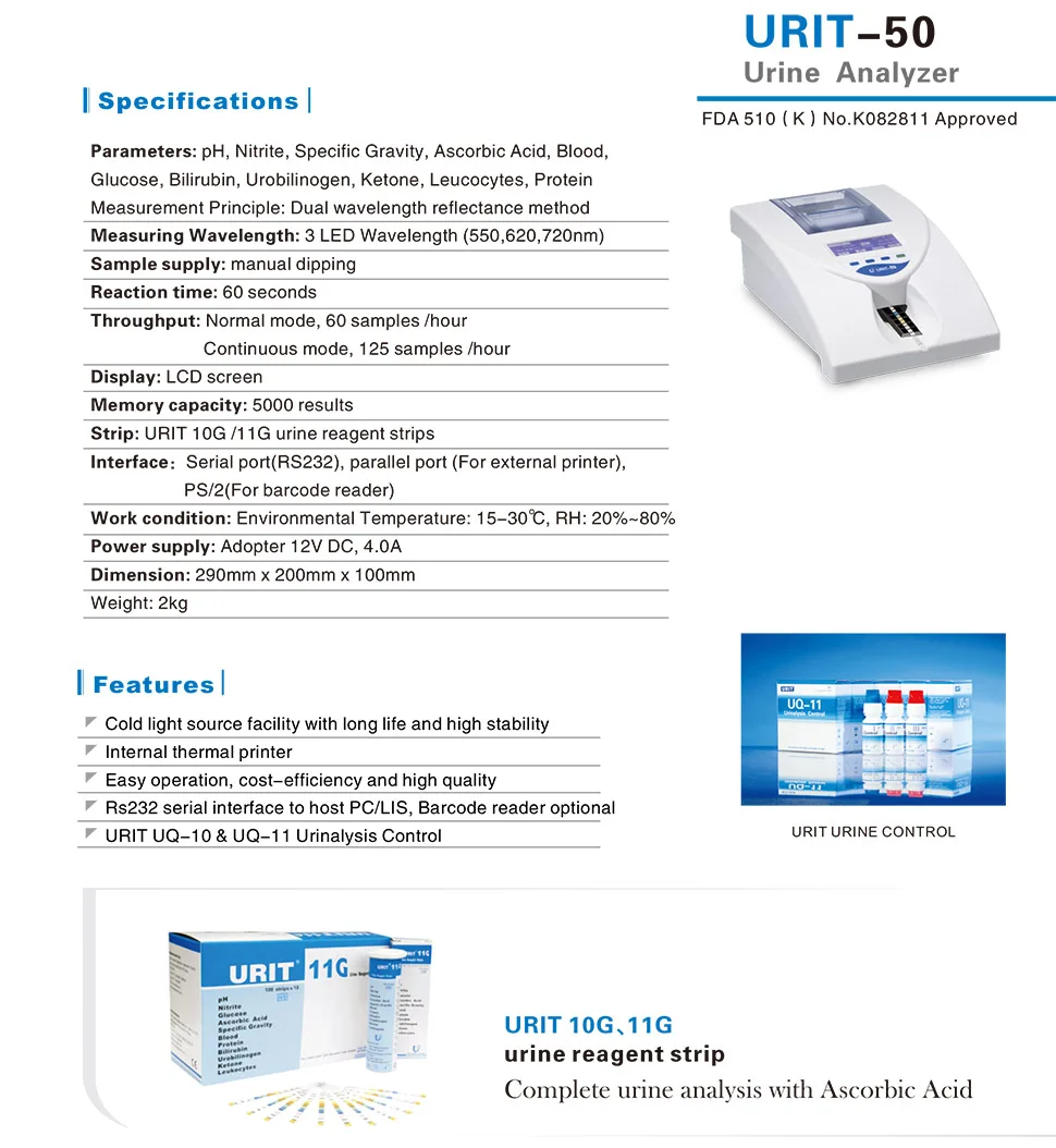 URIT 50 Uric Acid Test Strips (Test Strips Only) for URIT (Model