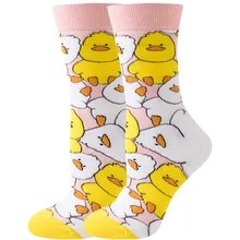 2025 Fashion Women's Funny Mid-Calf Animal Fruit Socks Trendy Crew Cartoon Design Socks for Girls