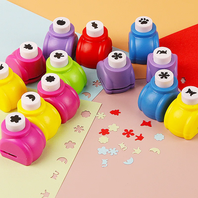 12PCs Hole Puncher Mini Scrapbooking Machine For Kids Paper Cutter