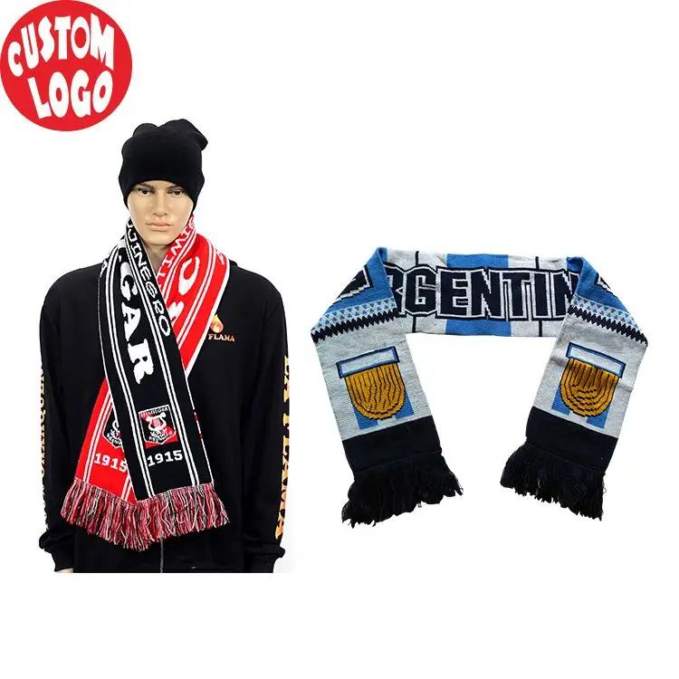 Cheap Premium Acrylic Knit Jacquard Fans Scarf Football