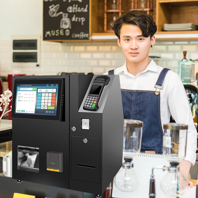Internet 15'' Touch Screen Donation Self-payment Self Cash Payment Kiosk with Coin Acceptor for Supermarket Store