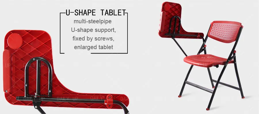 Breathable Foldable Training Chair With Tablet Ergonomic Folding Student Chair With Footrest Writing Pad For Meeting Conference