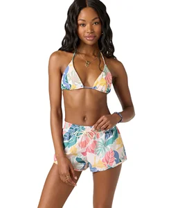 MLY Eco Friendly Thong Bikini Sexy Mini Micro Bikinis Print Swimsuit Wholesale Custom Logo Bikini Shorts 3 Piece Set