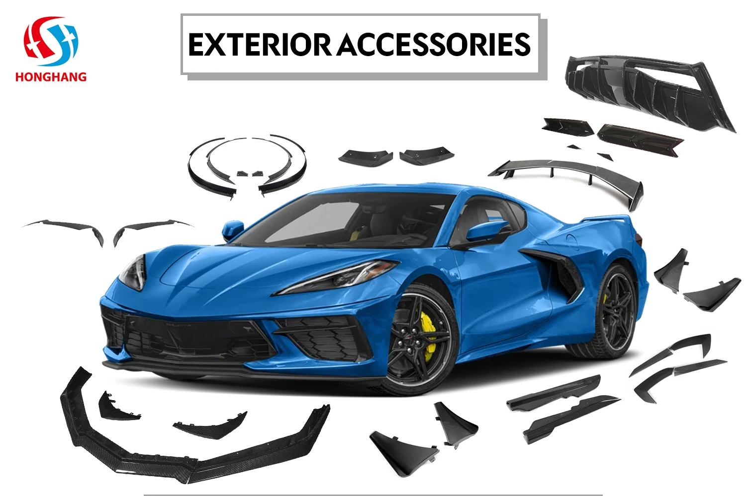 Gloss Black Front Bumper Lip Splitter For 2020-2025 Chevy Corvette C8 – 5VM Style