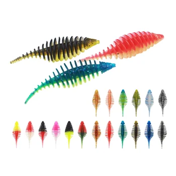 CHEERY 1pc/bag 50mm 1.6g Double Color PVC Soft Worm Bait Artificial Plastic Fishing Lure Saltwater Fish Marlin Lake Bass Catfish – Soft Lure – view 3