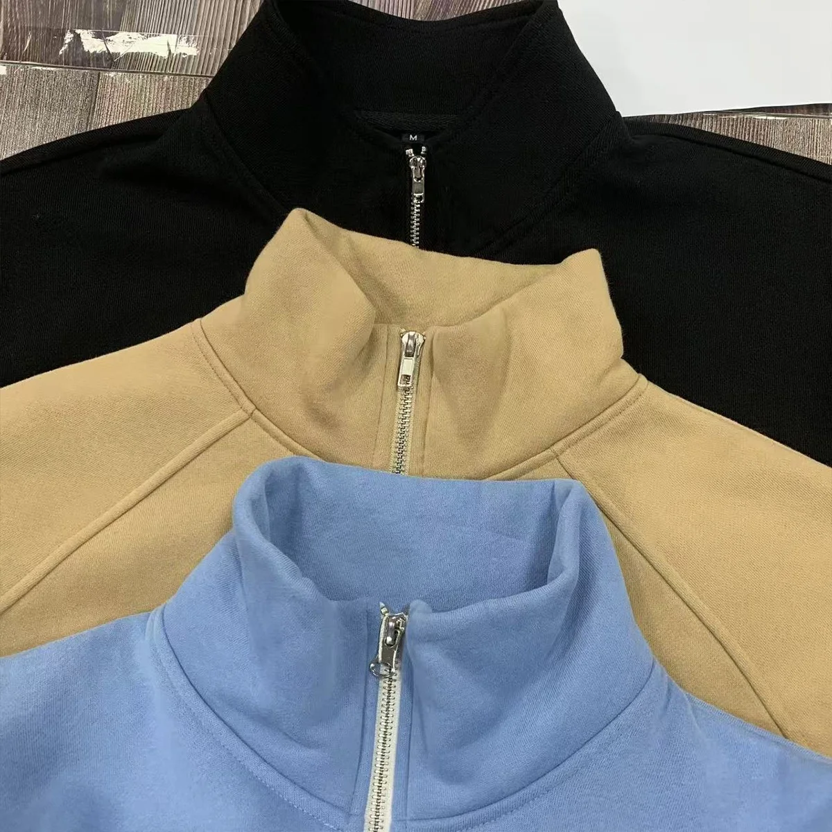 Garment Factory Sewing Half Zipper Sports Fitness Top Loose Casual Stand Collar Zipper Pullover Sweatshirt for Men