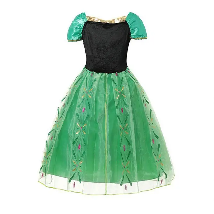 Anna Green Princess Dress for Baby Girl Embroidery Froz Floral Anna Party Dress Kid Cosplay Clothes Summer Fancy Costume Anna Green Princess Dress for Baby Girl Embroidery Froz Floral Anna Party Dress Kid Cosplay Clothes Summer Fancy Costume