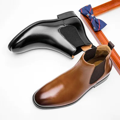 Новые стильные пользовательские зимние коричневые ботинки челси для мужчин, кожаные черные мужские ботинки челси из натуральной кожи и замши, повседневные ботильоны для мужчин