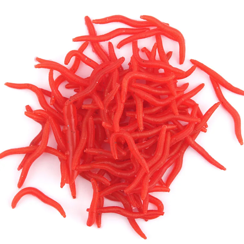 Soft Silicone Earthworm Fishing Lures - 4cm Realistic Rubber Bait For Carp, Bass (100 Pcs)
