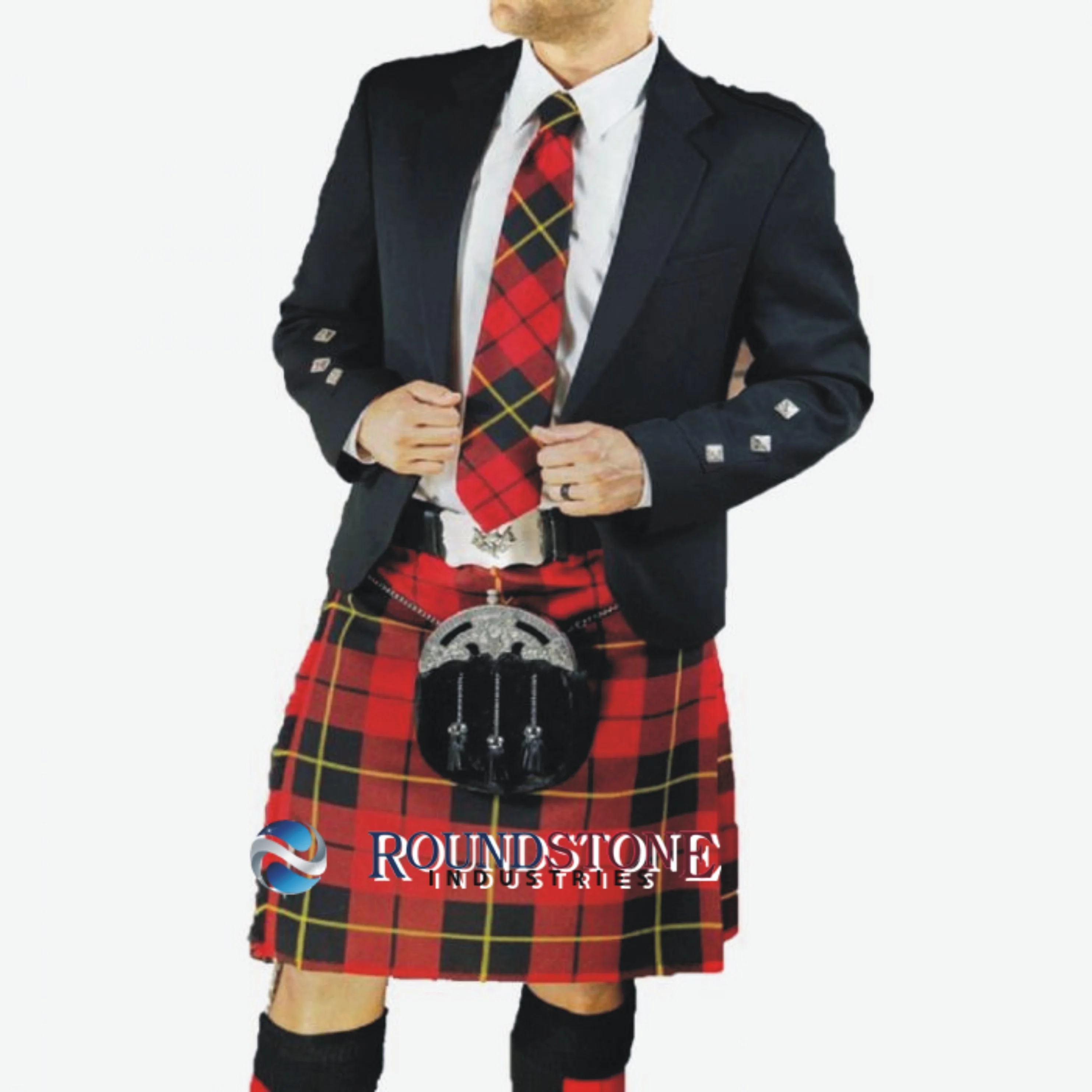 Scottish Royal  5 Yard's Kilt Set With Belt Buckle Pin Party Wear Set 