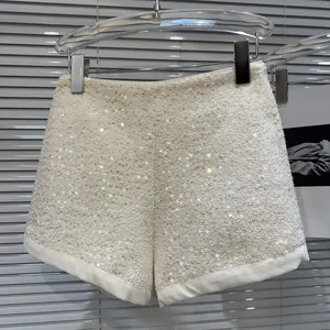 Wholesale Winter 2026 New Fashion Elegant Temperament Velvet Sequined Tweed Celebrity Solid Color Women's Shorts