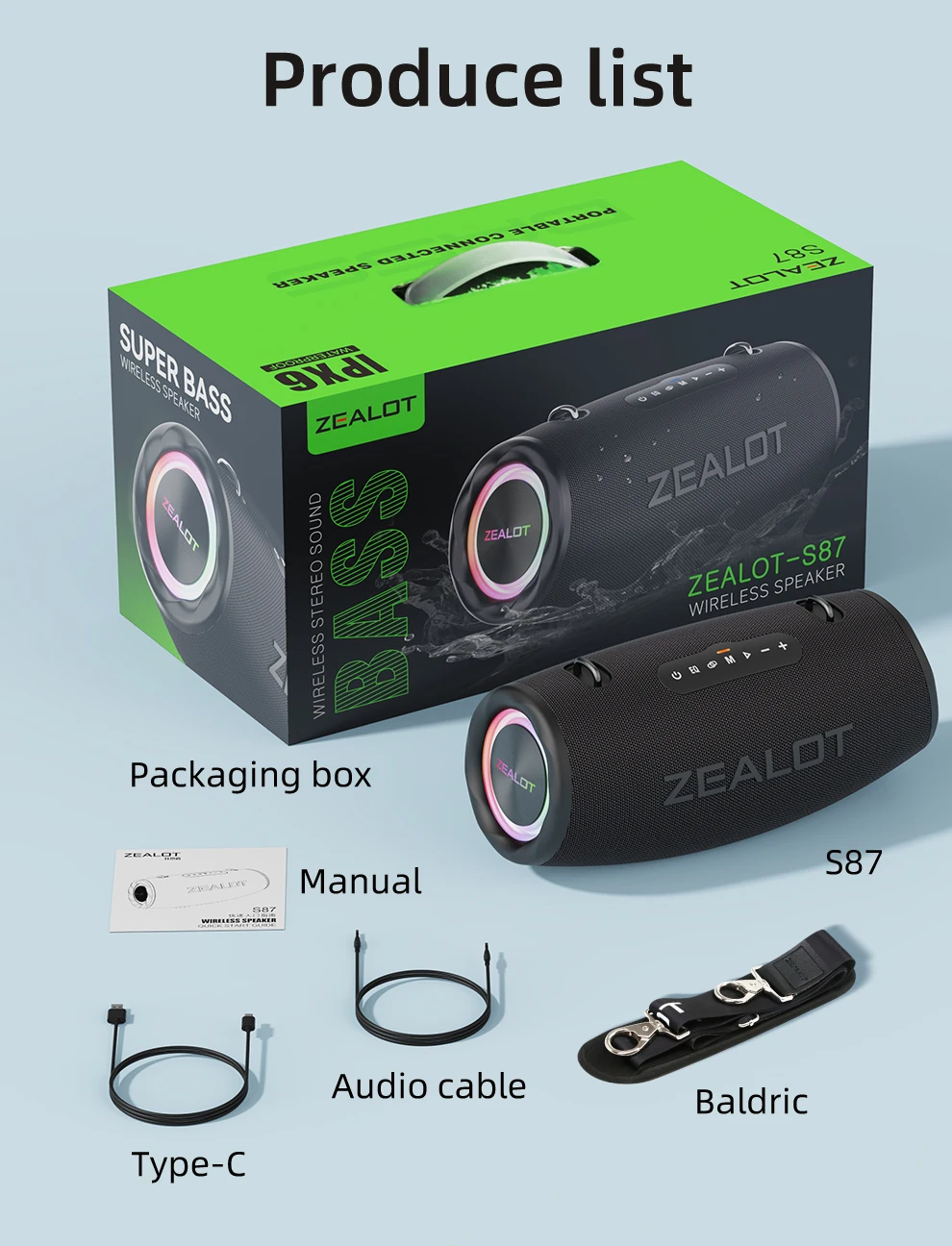 Zealot S87 60W 80W Subwoofer Heavy Woofer Outdoor 300W Big