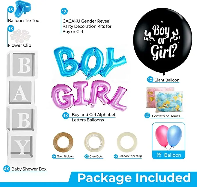 Gender Reveal Party Boy Or Girl Balloon Box Boy Or Girl Gender Reveal ...