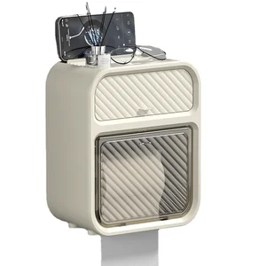 Modern Luxury Bathroom Wall-Mounted Tissue Box No-Drill Napkin Storage Rack Square Shape Toilet Paper Roll Holder