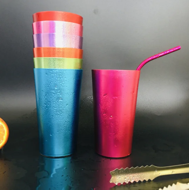 Vintage Colored 16 Ounce Set of 6 Aluminum Pint Cup Retro Aluminum Tumblers  Colorful Aluminum Beer Cup