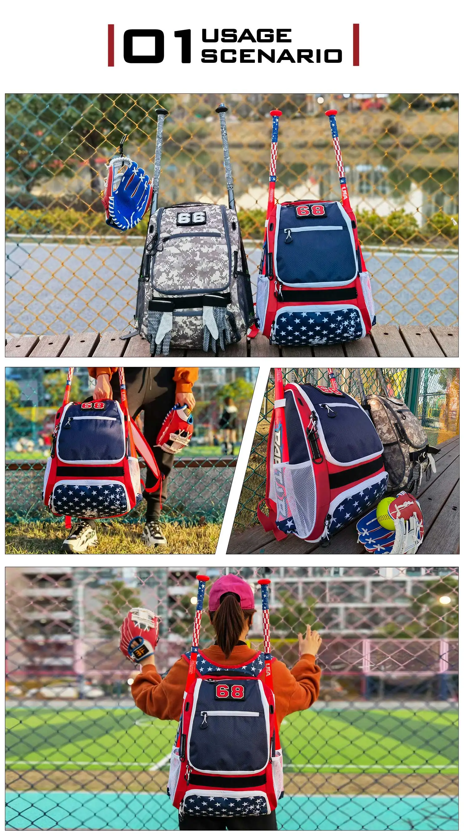 Kopbags Custom LOGO Baseball Basic Backpack Softball Base Student Bag supplier