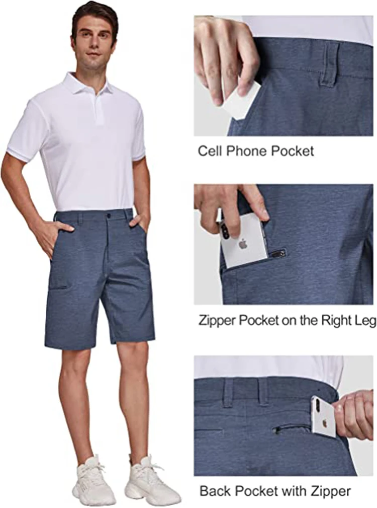 Wholesale Customization Men's Golf Hybrid Dress Shorts Casual Chino Stretch Flat Front Lightweight Quick Dry With Pockets gallery 3