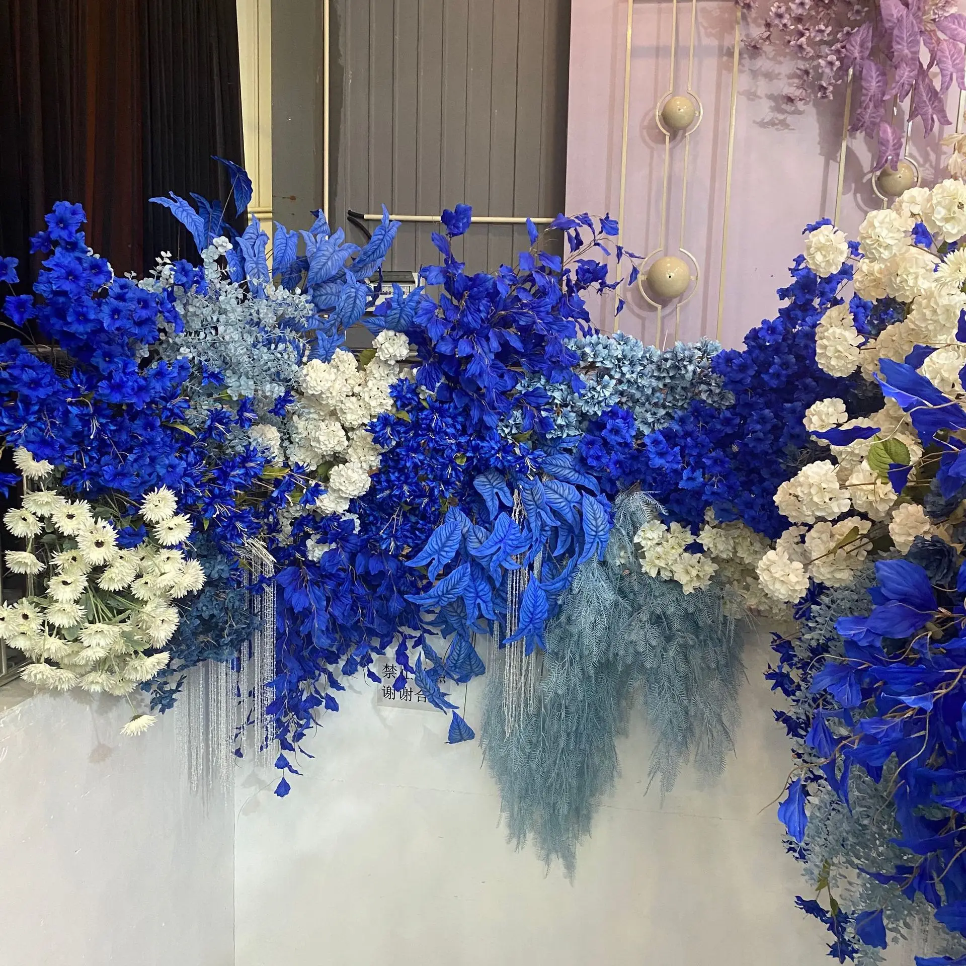 A548 Wedding Navy Blue Artificial Flowers Royal Blue Centerpieces