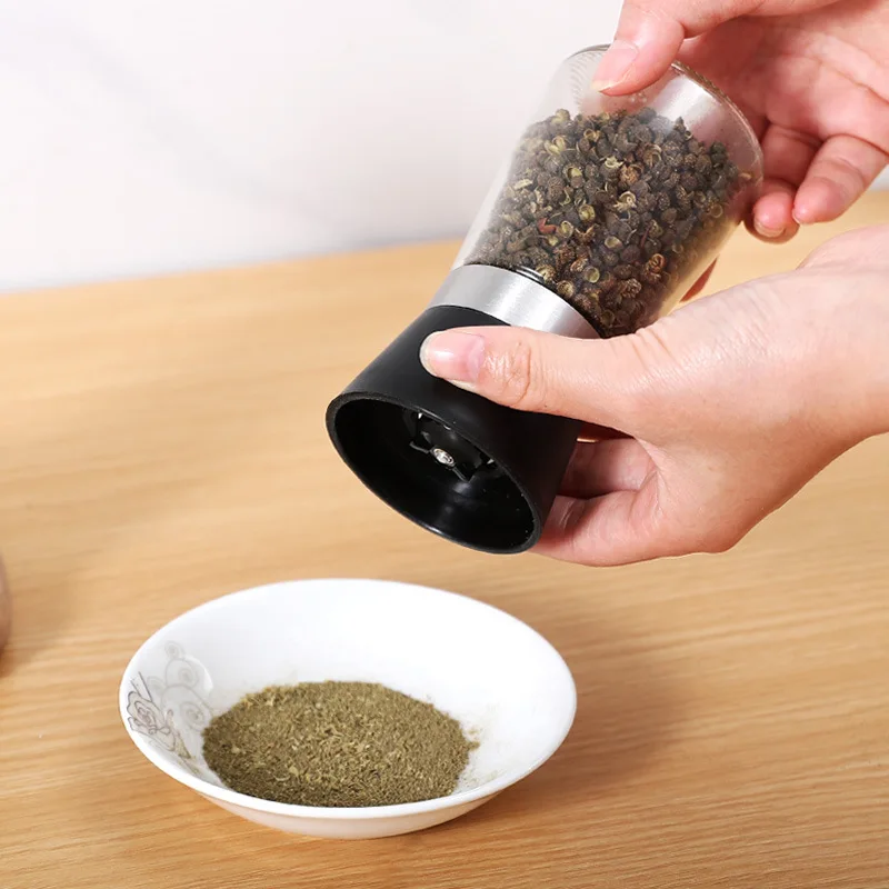 Manual grinder Kitchen glass seasoning bottle Household stainless steel black pepper coffee seasoning grinding bottle