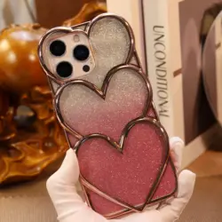 Custodia morbida per lenti con placcatura di lusso 3D Love Heart