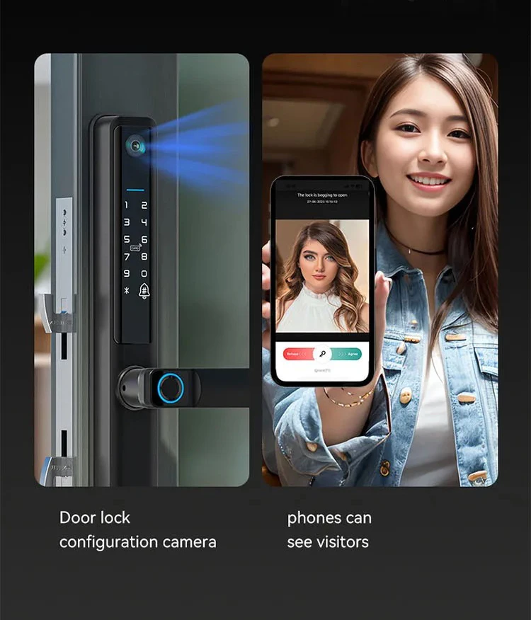 TYSH Tuya Aluminium Door Fingerprint Smart Door Lock With Camera View Outdoor Ip66 Waterproof Wifi Smart Lock