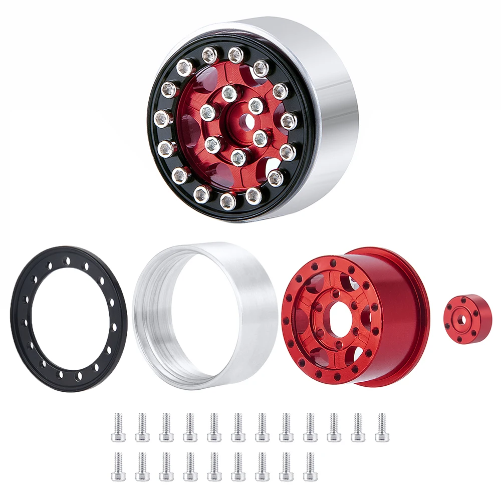 4pcs Cnc Aluminum Alloy 1.0 Beadlock Wheel Rim For 1/24 Rc Crawler Car Axial Scx24 90081