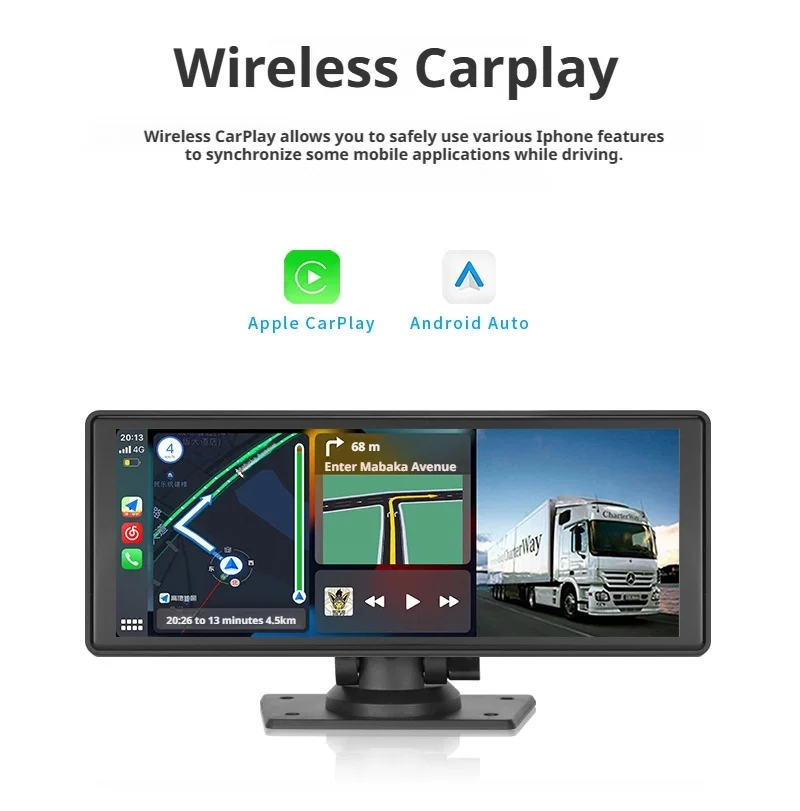 Autoradio Bluetooth 10.26 Pollici Con Carplay/Android Auto - Kit Con Telecamera Retro, Specchio E Controllo Vocale