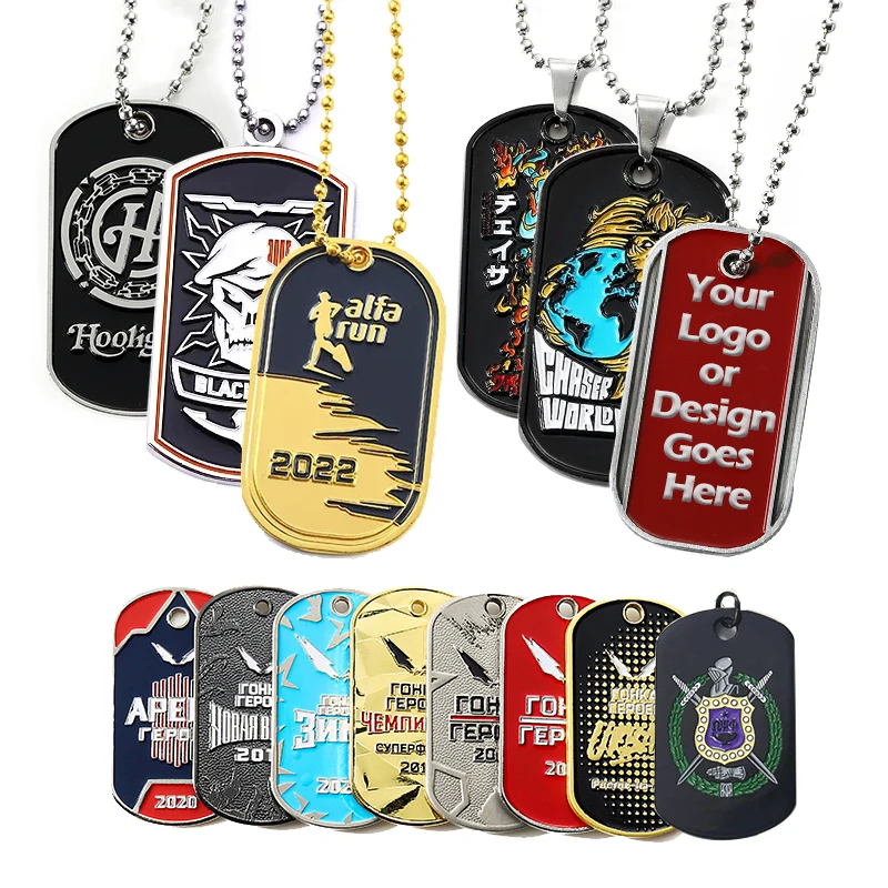 Customizable Silver Dog Tags Die Stamping 3d Metal Logo Dog Tag Pendant