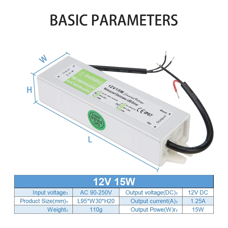 VARICART IP67 Impermeabile Trasformatore 24V 60W Alimentatore 2.5A, Trasformatori 220V a 24V DC