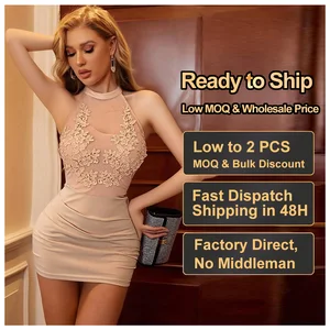 Custom Dress Manufacturer Luxury Mini Bodycon Party Dresses Embroidery Flowers A-Line Lace Evening Dress Ready to Ship