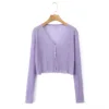 purple cardigan