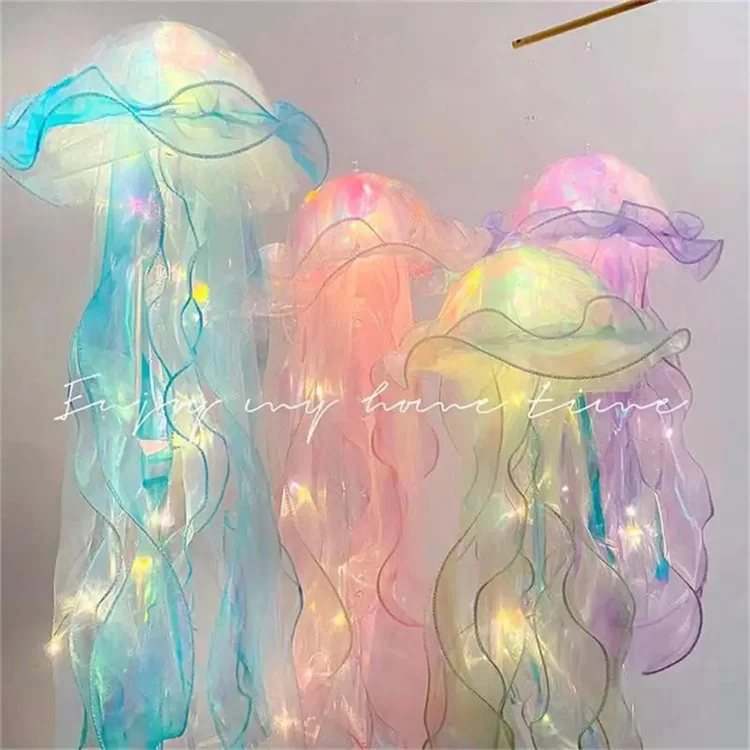Color Changing Chandelier DIY Portable Realistic Handmade Led Jellyfish Lantern Lantern DIY Hanging Jellyfish Lamp Decor