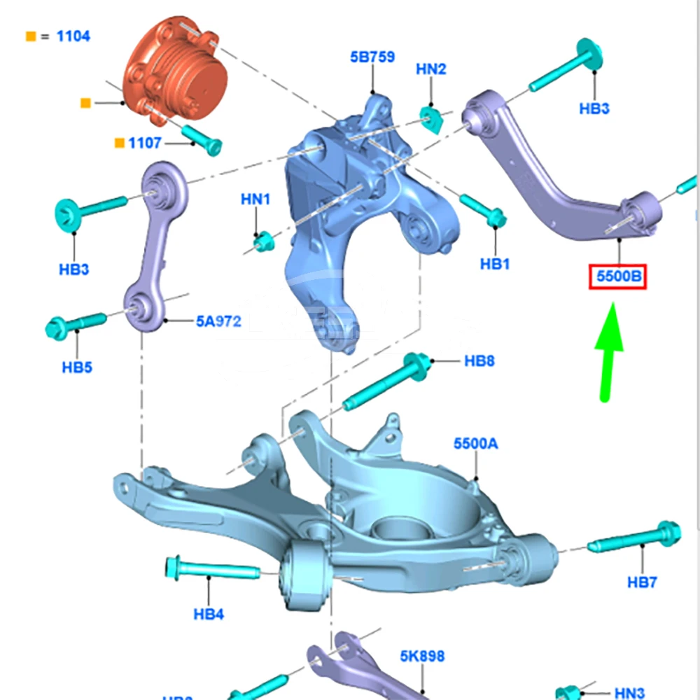 OE E1GC5500AXA Right Rear Upper Control Arm Fit Ford Edge Lincoln Naut... — 3