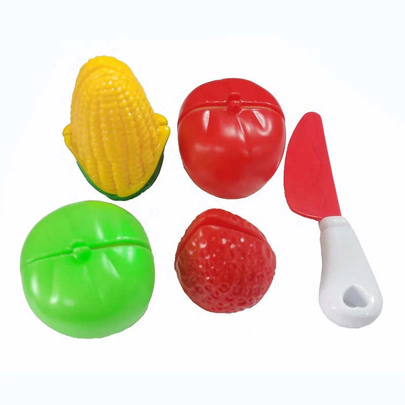 2024 new promotion toys plastic kitchen cutting fruit Green pepper strawberry corn tomato food set toys