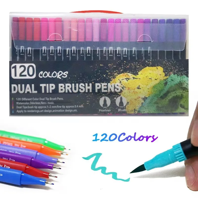 Stationery Watercolor Brush Pen Drawing Dual Tip Brush Pen Set Art Marker Fine Tip Pastel Sketch