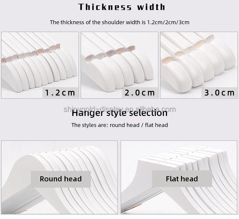 Free Custom Logo Luxury Cloth Hanger Wood Clip Hanger Non Slip Boutique Wooden White Clothes Hanger for Clothing Shop
