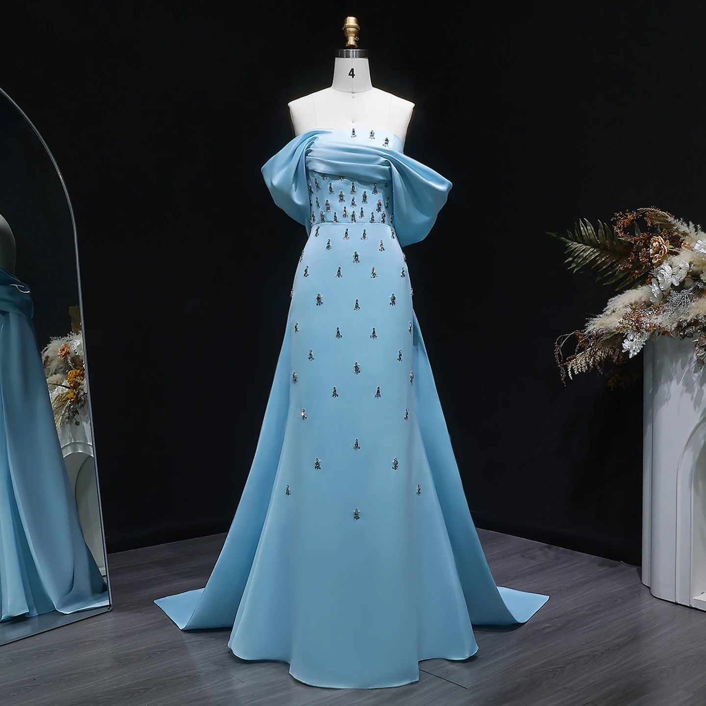 Sharon Said SS500 Luxury Dubai Baby Pink Off Shoulder Muslim Evening Dress  for Women Wedding Party Long Formal Prom Dress
