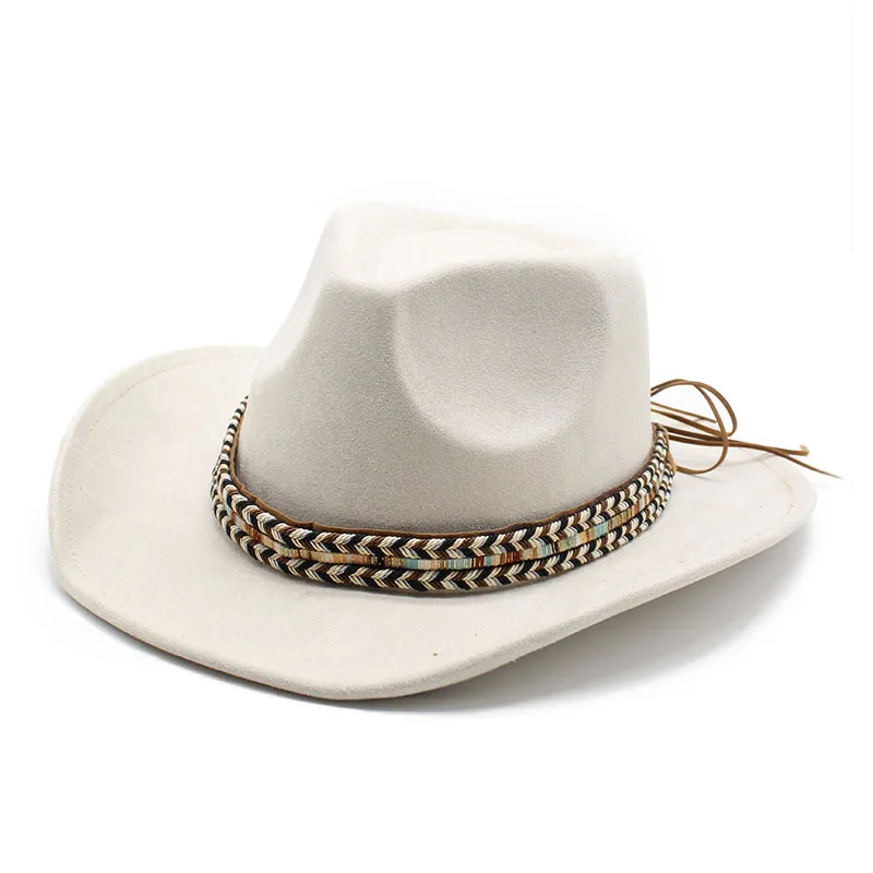 Meiliyizu Straw Cowboy Hat - Western Wide Brim Fedora For Women & Men