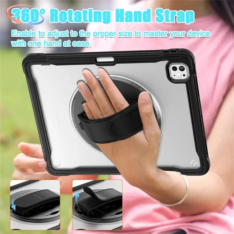 product for ipad pro 13 2025  2024 case stand pctpusilicone  anti fall stable stand with rotating hand strap double layer design-8