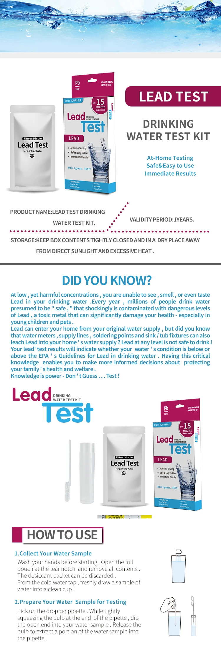 Vansful Water Quality Detection Level Of 1 Ppb Well Water Lead In